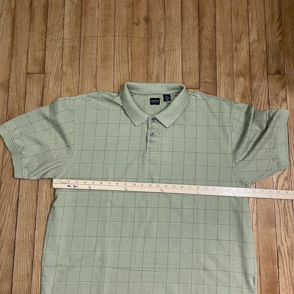 Arrow Men Polo Shirt XXL Green Plaid Short Sleeve Collar Casual Pullover Buttons - Picture 7 of 10